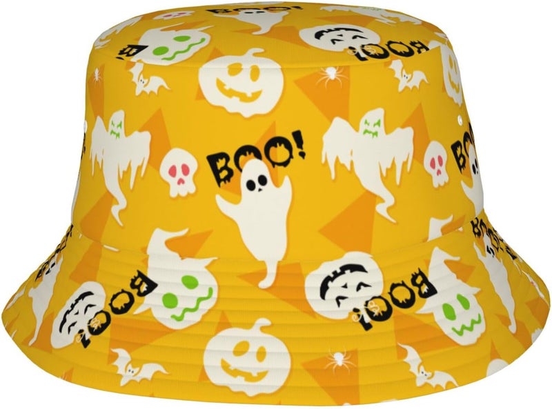 YFBXHSN Cartoon Pumpkin Halloween Bucket Hat Pumpkin Hat Ghost Cap Outdoor for Men Women Beach, Golf, Fishing Hat - Image 1